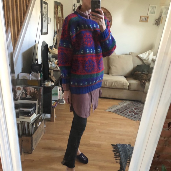 Vintage Shetland Wool Icelandic Knit Oversized Handmade Sweater - Picture 5 of 7